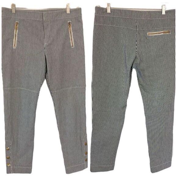 Chloe Embellished Pin-Striped Ankle Jeans Size 42/6-8  NWOT - Picture 1 of 8